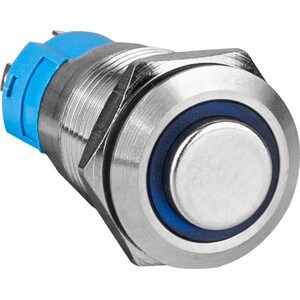SPST NO Momentary 12mm Stainless Steel Tamper/Waterproof Raised Push Button Switch with Blue Ring